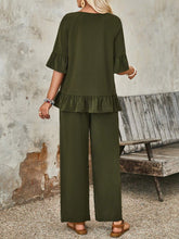 EMERY ROSE Women's Simple Solid Color Regular Wear Pleated Top & Pants Set